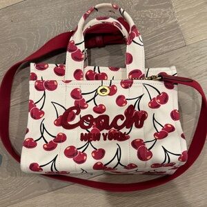 Coach Cherry Canvas Tote - Red and Cream